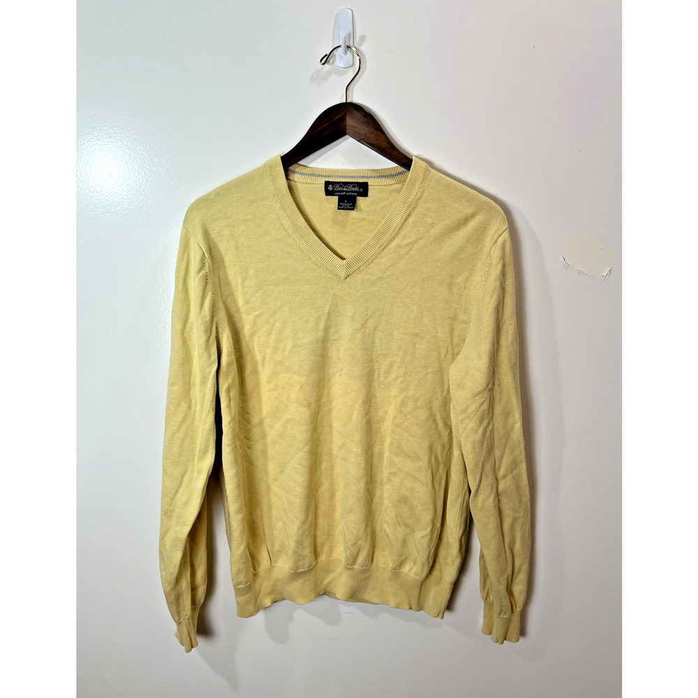 Brooks Brothers Supima Cotton Men’s Sweater Size L Butter Yellow Business Preppy